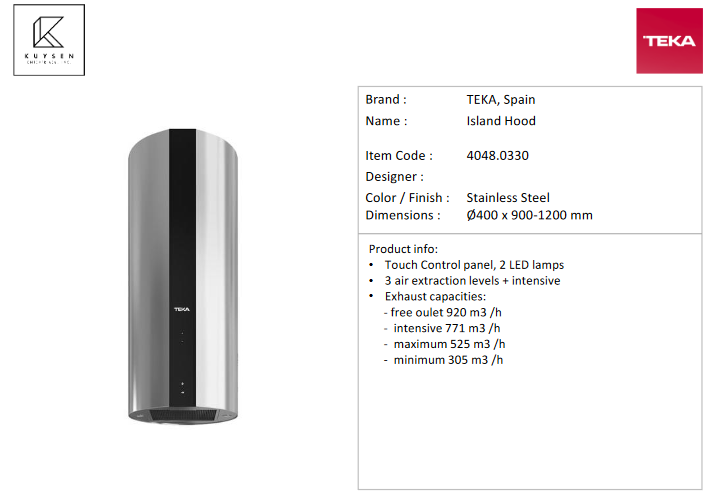 Teka CC.485 Island hood 4048.0330