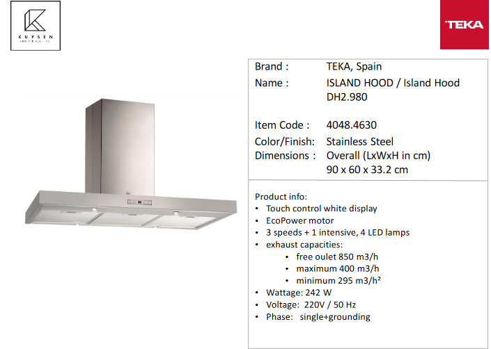 TEKA DH2.980 Island Hood 4048.4630