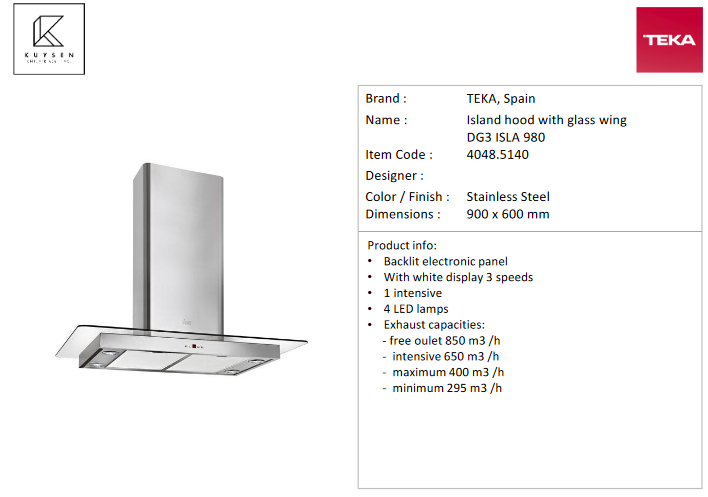 TEKA DG3 ISLA 980 Island Hood 4048.5140
