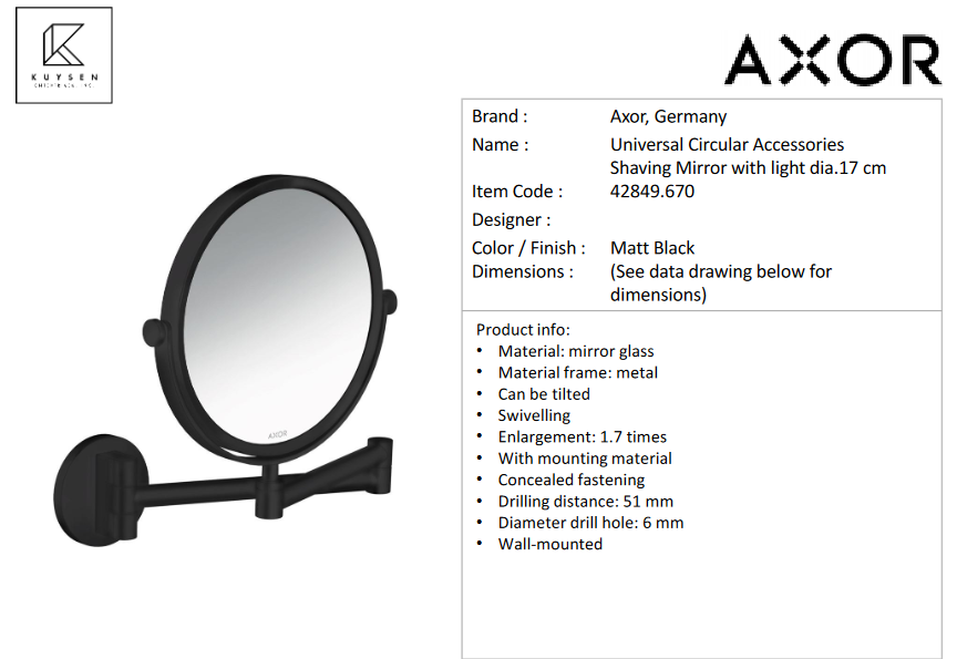 Axor Universal round shaving mirror black 42849.670