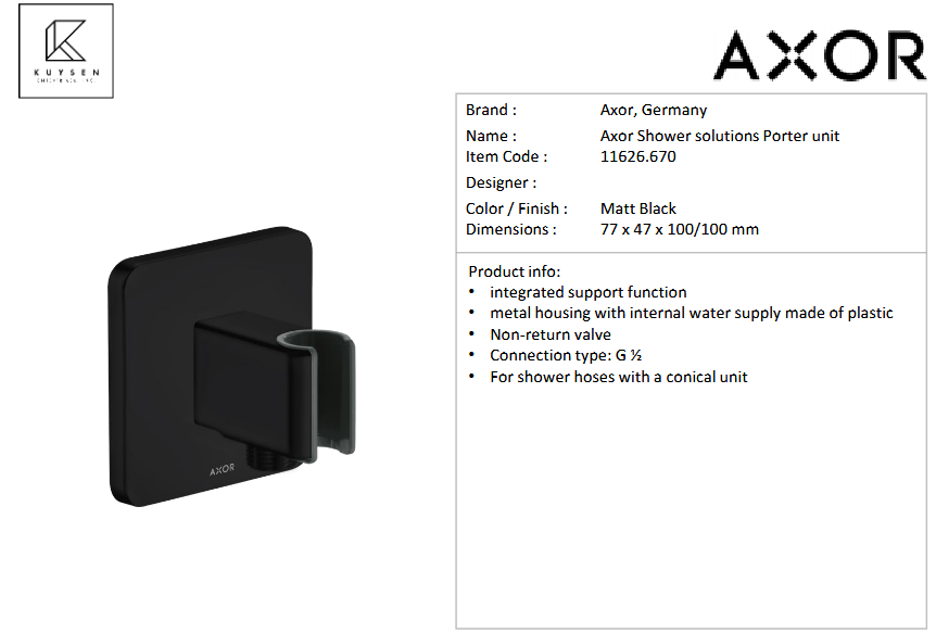 AXOR Urquiola wall outlet matt black 11626.670