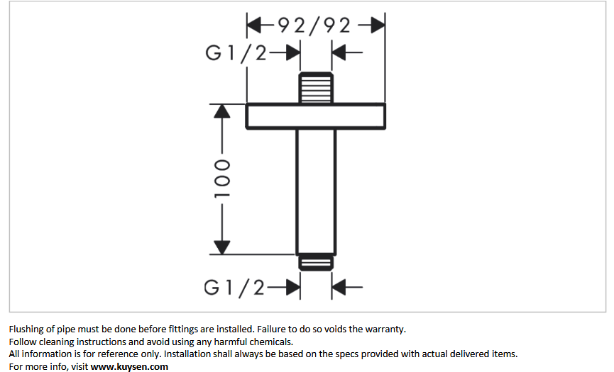 AXOR ceiling connector DN15 100mm square Matt Black 26437.670