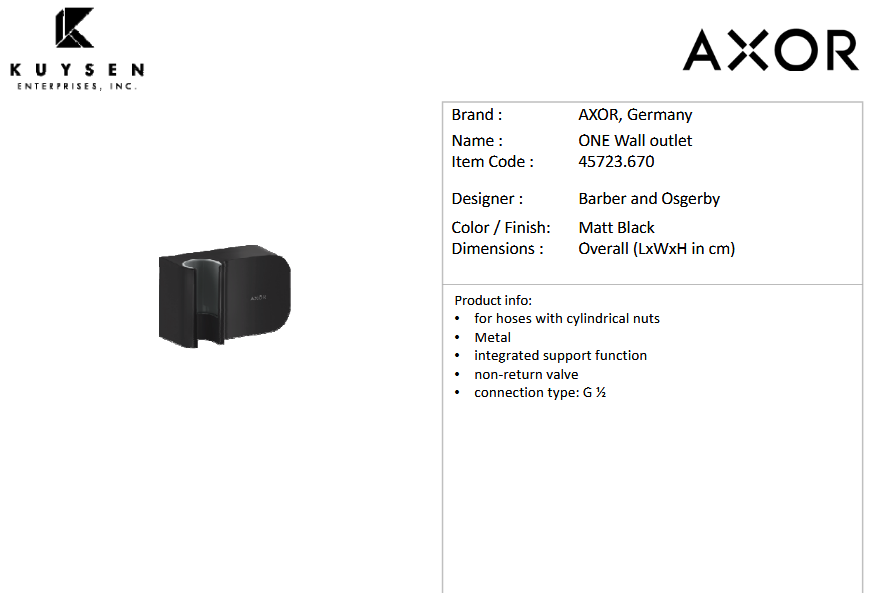 AXOR ONE porter set with outlet matt black 45723.670