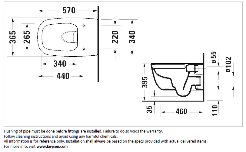 Duravit AURENA Wall mounted rimless toilet White high-gloss 259809.AA00