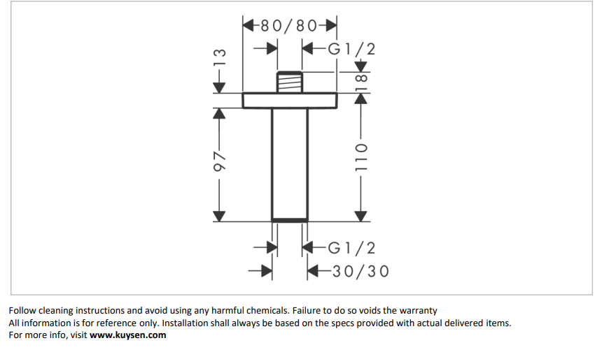 Hansgrohe Raindance AliveS overhead shower 300mm 24520.140 + 24338.140 ceiling connector
