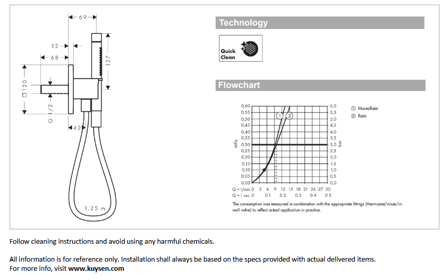 Axor Citterio C Porter 120/120 baton handshwr 49626.140
