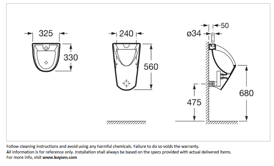 Roca Chic wall hang urinal top inlet Z35945L000