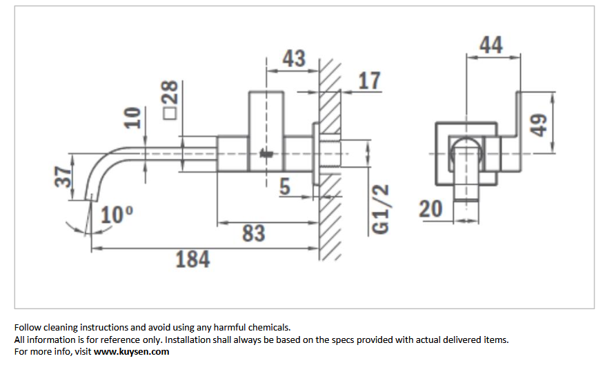 Teka IN153 sink wall tap (cold water) 16.153.02