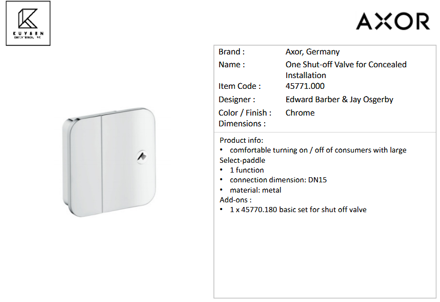 Axor ONE Finish set for shut-off valve, Chrome 45771.000