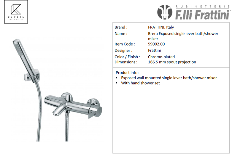 Frattini Brera Exposed Bath/Shower + Handshower Set 59002.00