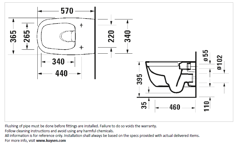 Duravit AURENA Wall mounted rimless toilet Matt Black 259809.AF00