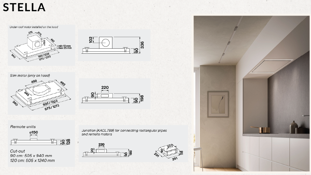 Falmec Stella Plus Ceiling Hood 90cm White