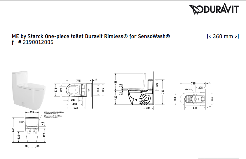 Duravit Sensowash Starck F Plus + ME by Starck 612000.01.2400323 + 219001.2005