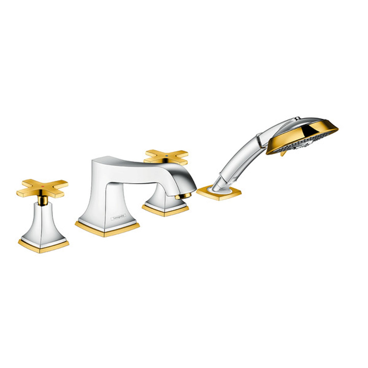 Hansgrohe Metropol Classic 4Hole rim mounted tub mixer (cross) with 13444.180 basic set 31449.090