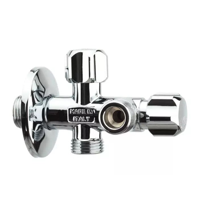 Albertoni Angle Valve 1/2 x 1/2 x 1/2 dual for wc and bidet hoses D448894