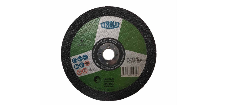 TYROLIT - TN. 222.042 - BASIC 1 STAR - STRAIGHT CUT-OFF WHEEL 7" FOR STONE