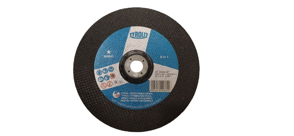 TYROLIT - TN. 222.865 - BASIC 1 STAR - DEPRESSED CENTER GRINDING WHEEL 9" FOR 2-IN-1