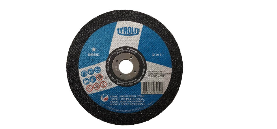 TYROLIT - TN. 223.000 - BASIC 1 STAR - STRAIGHT CUT-OFF WHEEL 7" FOR 2-IN-1