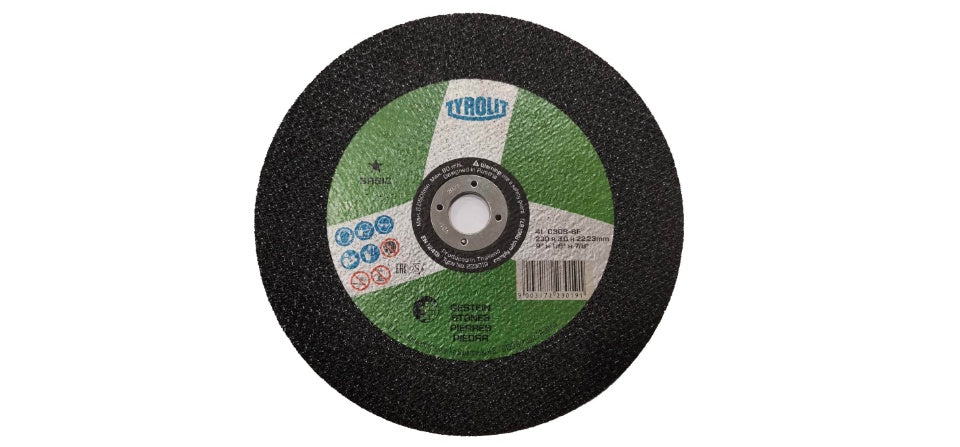 TYROLIT - TN. 223.019 - BASIC 1 STAR - STRAIGHT CUT-OFF WHEEL 9" FOR STONE