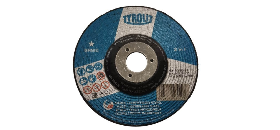 TYROLIT - TN. 223.020 - BASIC 1 STAR - DEPRESSED CENTER CUT-OFF WHEEL 4" FOR 2-IN-1