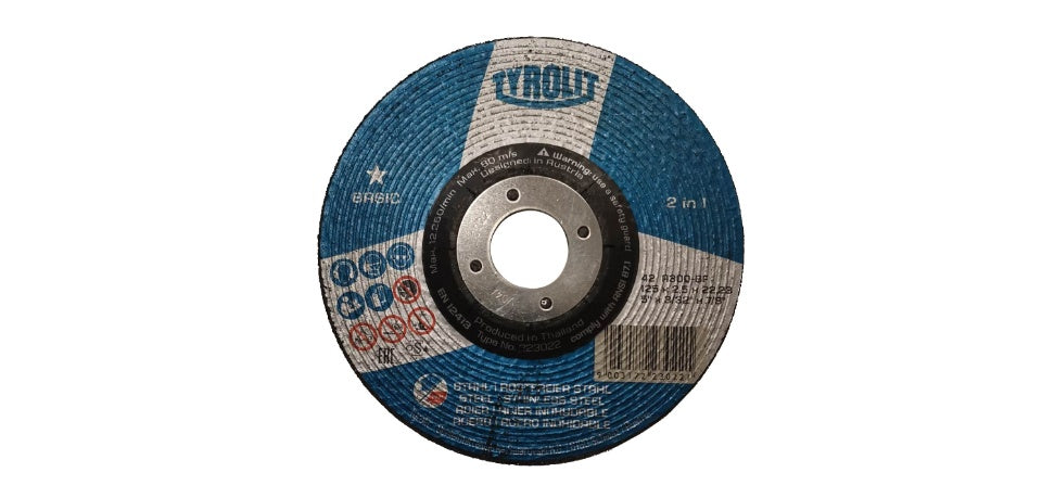 TYROLIT - TN. 223.022 - BASIC 1 STAR - DEPRESSED CENTER CUT-OFF WHEEL 5" FOR 2-IN-1