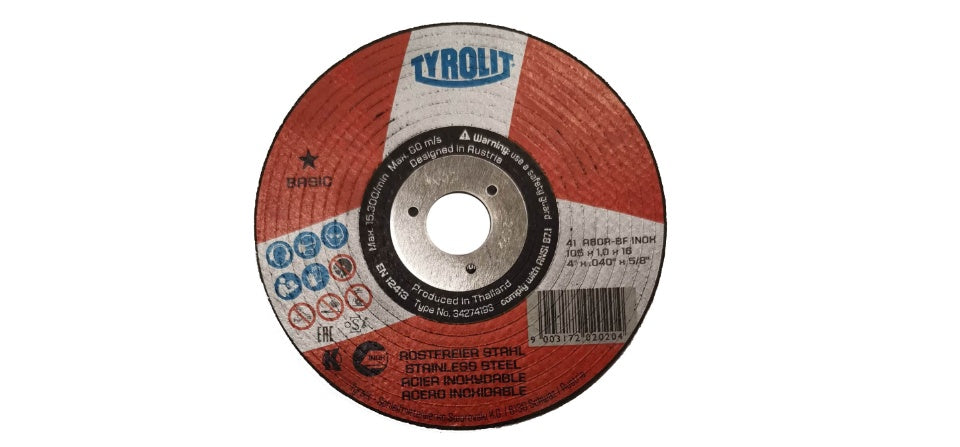 TYROLIT - TN. 3472.0823 - BASIC 1 STAR - SUPERTHIN CUT-OFF WHEEL 4" FOR INOX