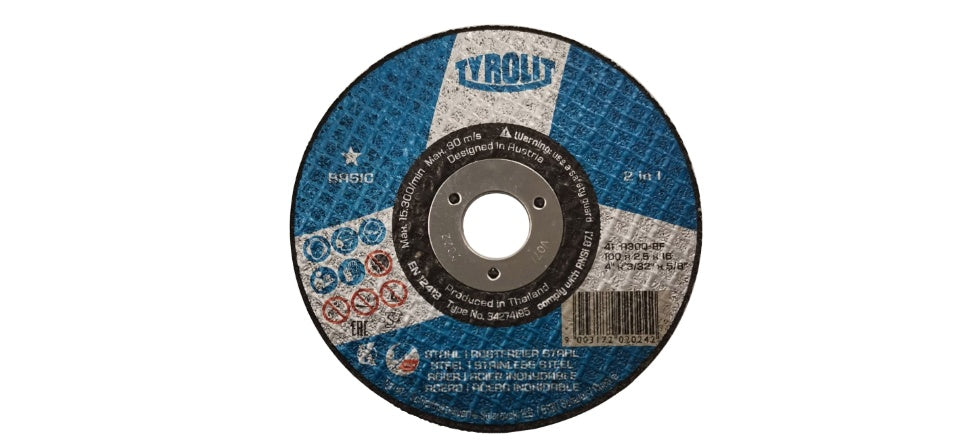 TYROLIT - TN. 3427.4195 - BASIC 1 STAR - STRAIGHT CUT OFF WHEEL 4" FOR 2-IN-1