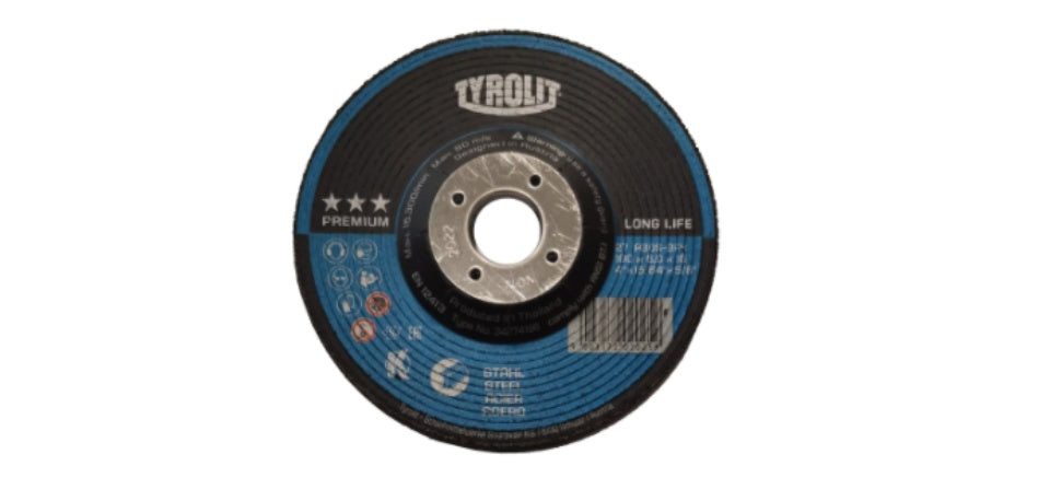 TYROLIT - TN. 3427.4196 - PREMIUM 3 STAR - DEPRESSED CENTER GRINDING 4" FOR STEEL