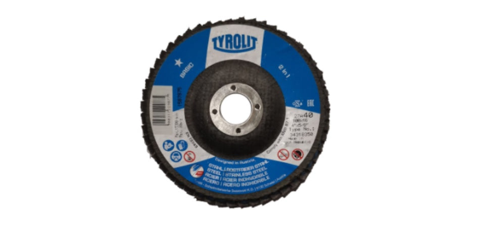 TYROLIT - TN. 3431.8350 - BASIC 1 STAR - FLAP DISC 4" - GRIT 40 FOR 2 IN 1