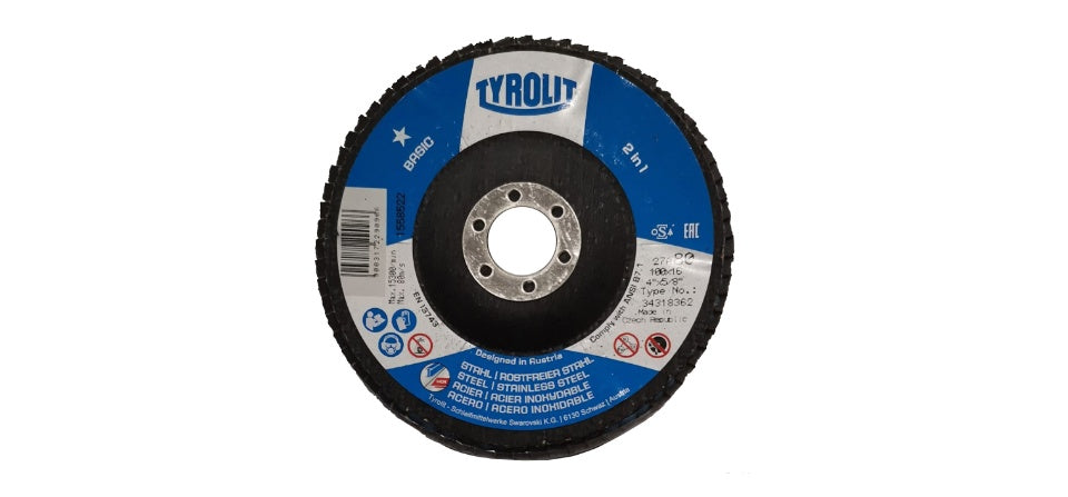 TYROLIT - TN. 3431.8362 - BASIC 1 STAR - FLAP DISC 4"- GRIT 80 FOR 2 IN 1