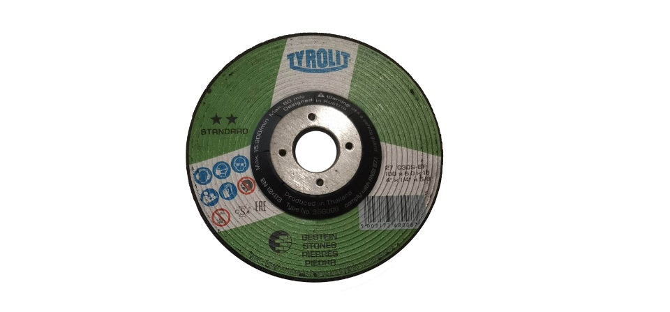 TYROLIT - TN. 368.008 - STANDARD 2 STAR - DEPRESSED CENTER GRINDING WHEEL 4" FOR STONE