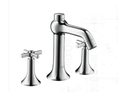 Hansgrohe 3-Hole Basin Mixer with cross handles DN15 37133.810.