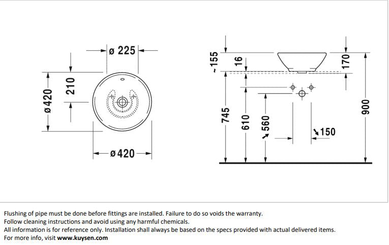 Duravit Bacino Washbowl Wondergliss 032542.00001.