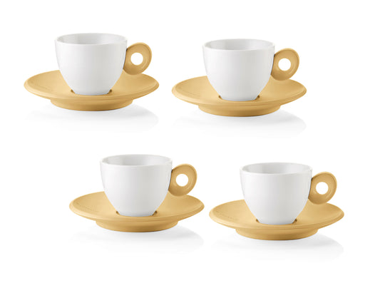 Guzzini Everyday set of 4 cups w/ saucer mustard yellow