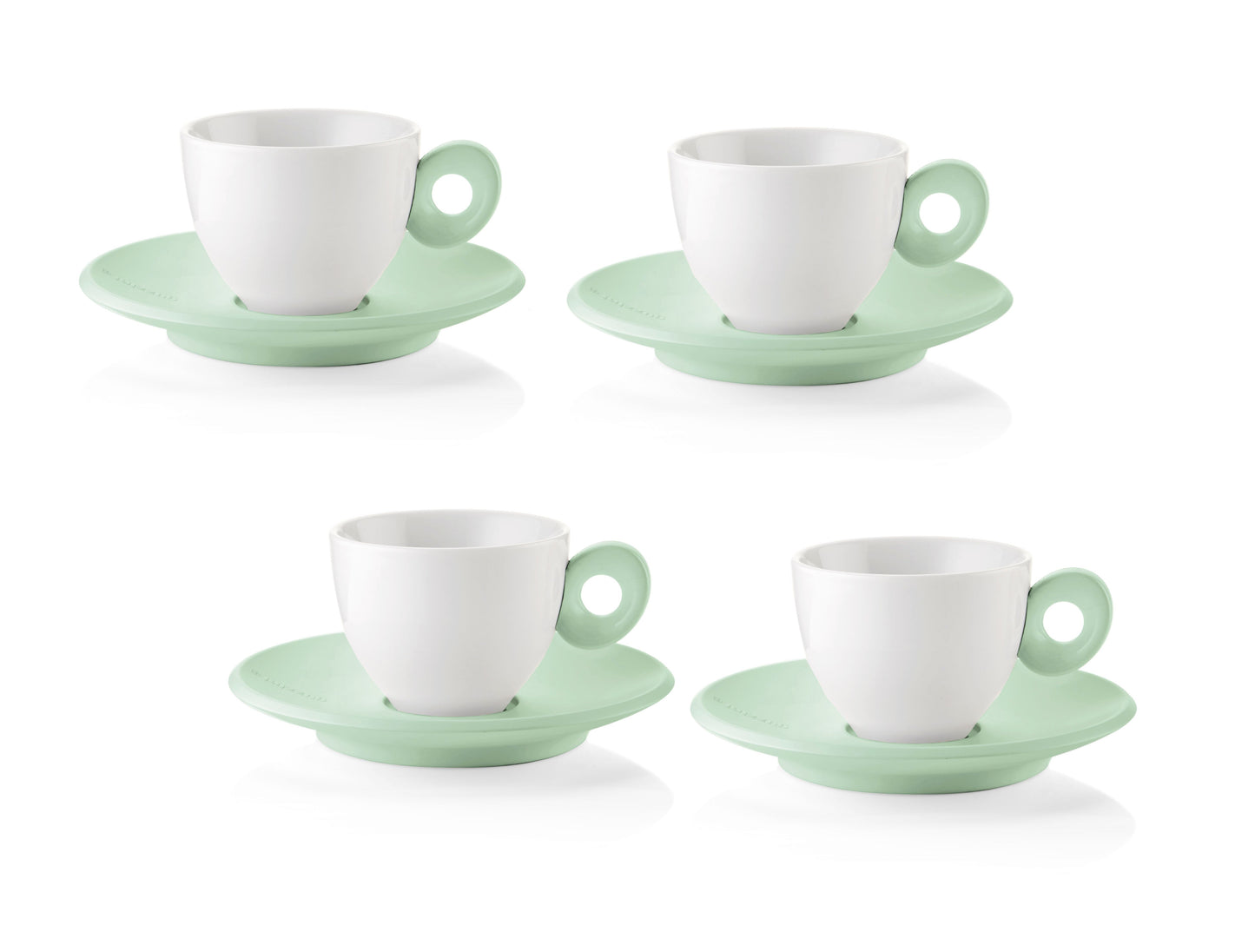 Guzzini Everyday set of 4 cups w/ saucer mauve green