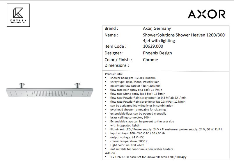 Axor Shower Heaven 1200/300 4jets, Chrome 10629.000