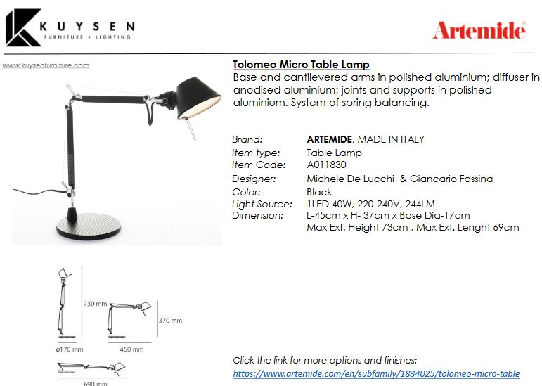 Artemide Tolomeo Micro Table Lamp