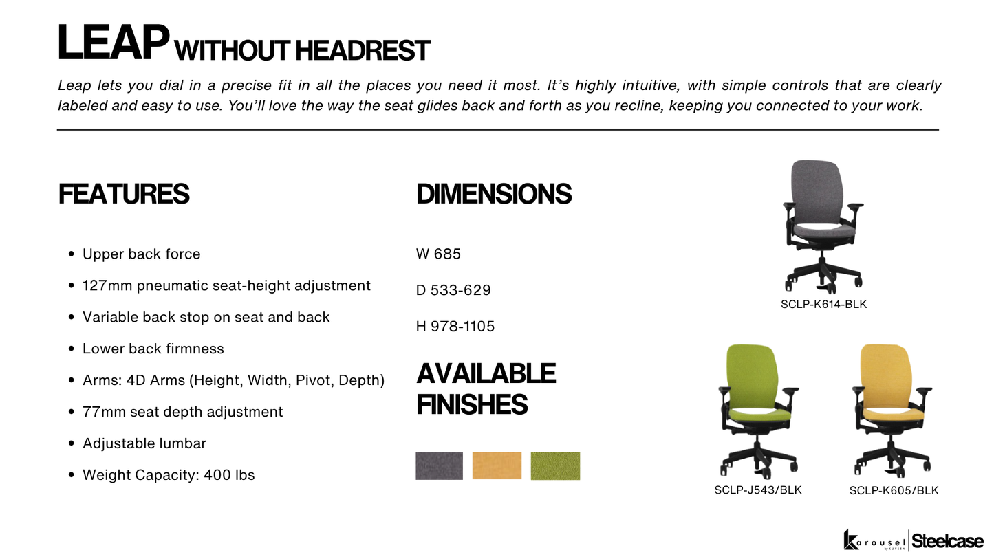 Steelcase LEAP without headrest wasabi/black SCLP-J543/BLK