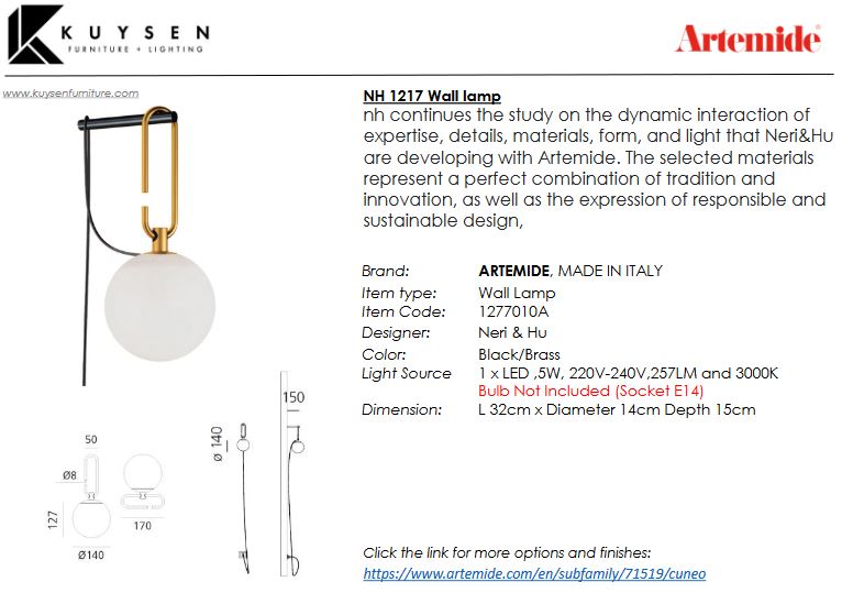 Artemide NH1217 Table/Wall Lamp