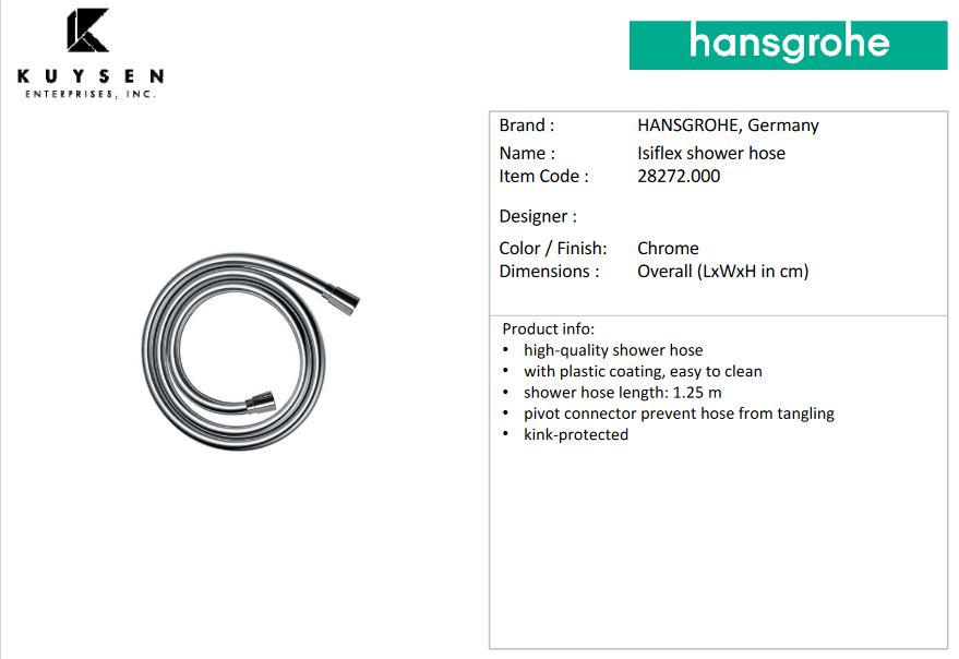 Hansgrohe Isiflex'B hose 1.25m 28272.000