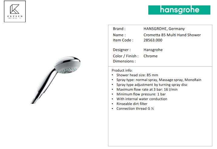 Hansgrohe Crometta85 Multi handshower 28563.000