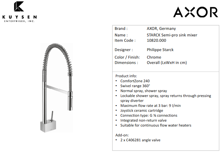 Axor Starck Semi-Pro Sink mixer 10820.000