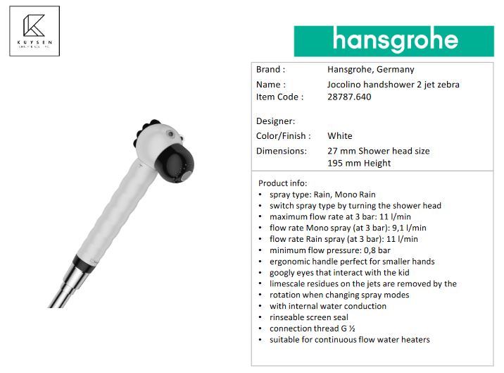 Hansgrohe Jocolino kid's handshower 2jet 28787.640