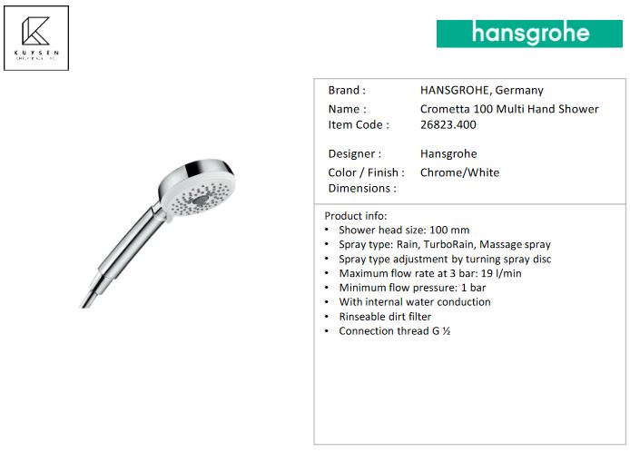 Hansgrohe Crometta 100 Multi handshower 26823.400
