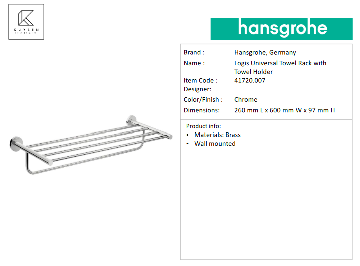 Hansgrohe Logis Universal Towel rack with bar 41720.007