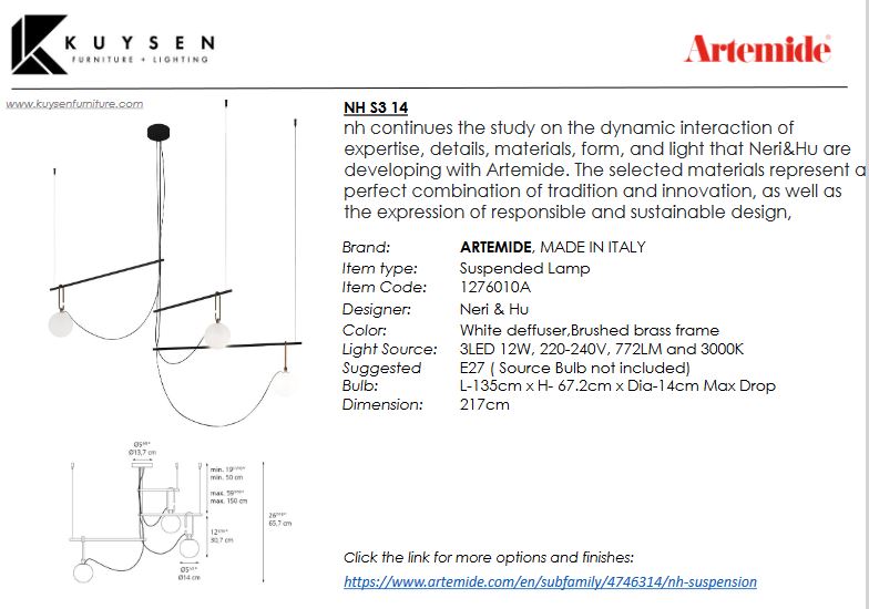 Artemide NH S3 14 Suspension Lamp
