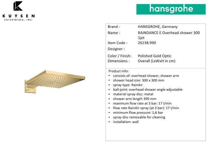 Hansgrohe Metropol Raindance E overhead shower 1jet 26238.990