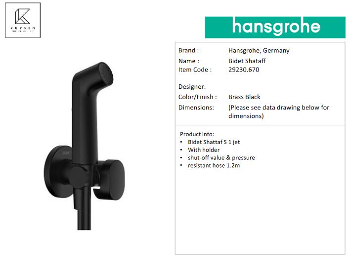 Hansgrohe Shattaf S bidet 1jet with holder, Brass Black 29230.670