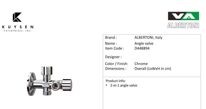 Albertoni Angle Valve 1/2 x 1/2 x 1/2 dual for wc and bidet hoses D448894