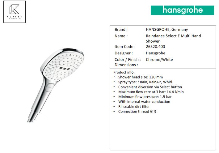 Hansgrohe Raindance Select 120 3jet handshower 26520.400